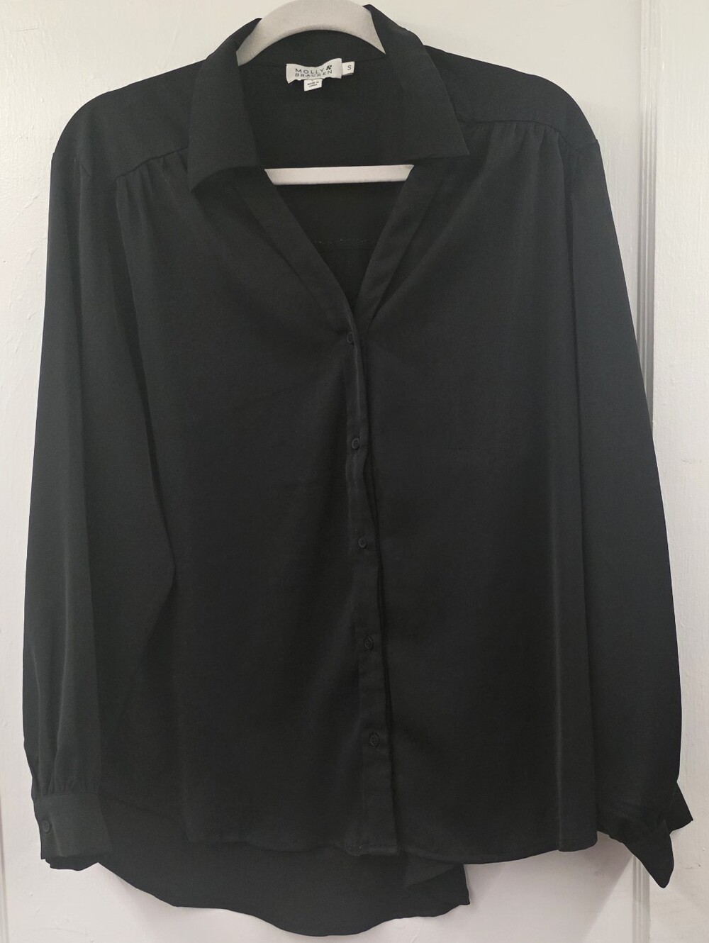 Molly Bracken Black Button-Down Shirt Small
